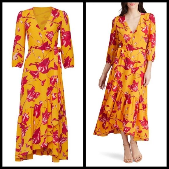 💕COLOR ME COURTNEY💕 Eleanor Wrap Dress ~ Orchid Bloom Floral Print Midi Small - Picture 2 of 13